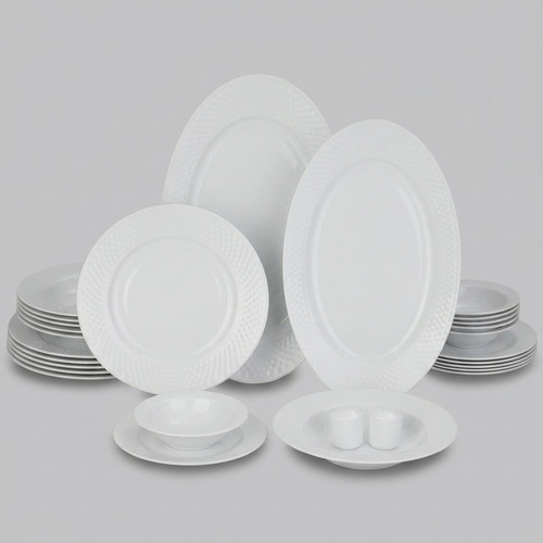 سرویس غذاخوری 28 پارچه چینی زرین ایران سری رادیانس مدل White 2 درجه عالی