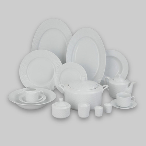سرویس غذاخوری 102 پارچه چینی زرین ایران سری رادیانس مدل White درجه یک