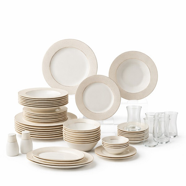 سرویس غذاخوری چینی 60 پارچه 12 نفره کاراجا مدل Elegance