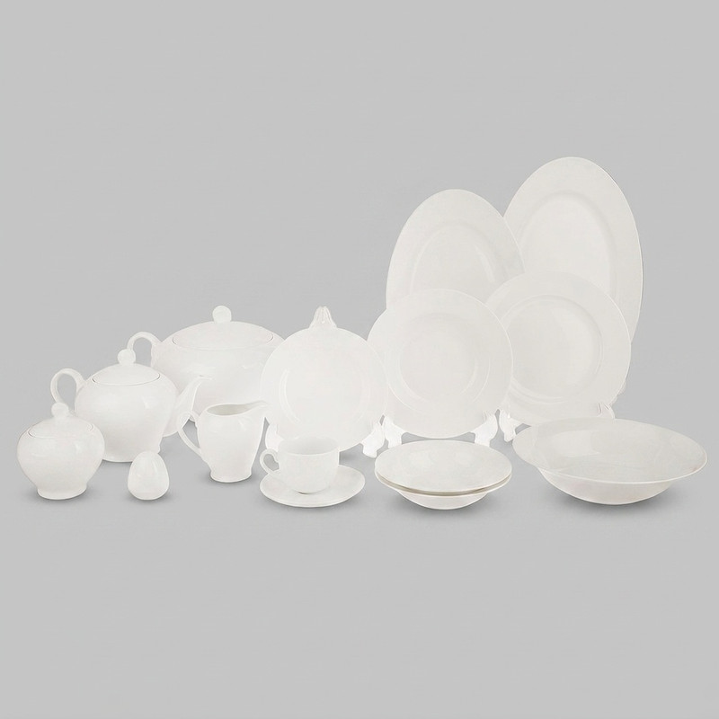 سرویس غذاخوری 102 پارچه چینی زرین ایران سری ایتالیا اف مدل White درجه یک